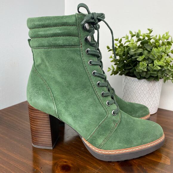 Naturalizer Callie Suede Leather Lace Up Ankle Boot Spruce Green Size 9 - Picture 7 of 11